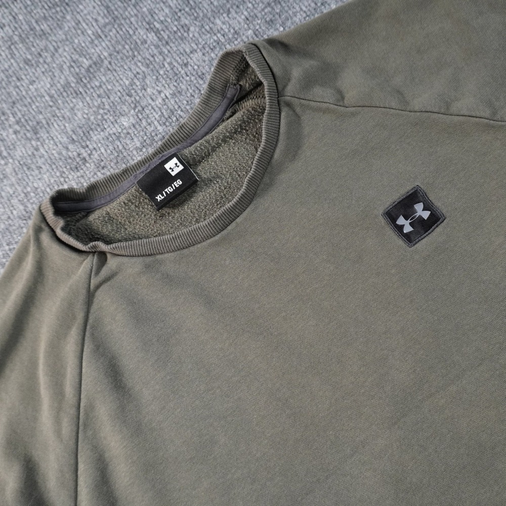 Under Armour Sweatshirt Mens XL Olive Green Raglan Fleece Lined Pullover Light
